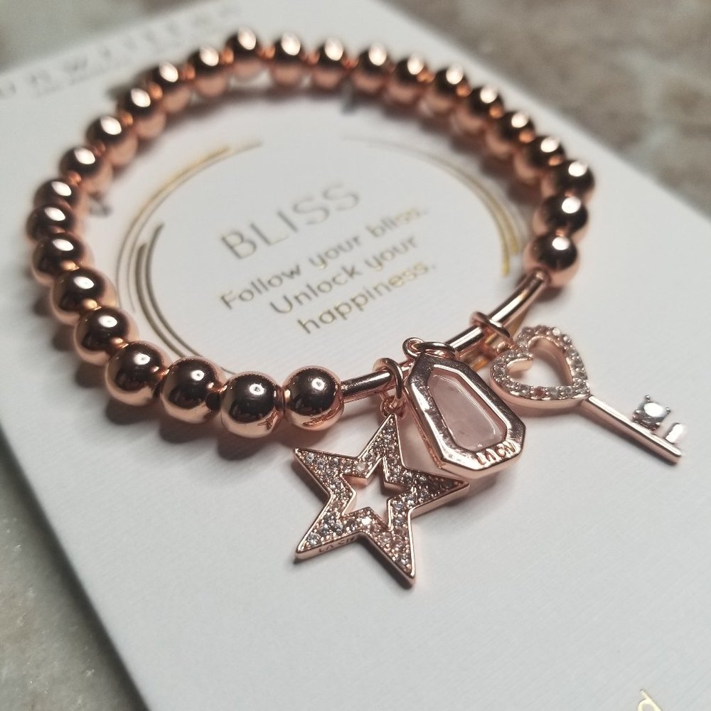 Unwritten Rose Gold 14K Gold-Plated Cubic Zirconia Stretch Bracelet